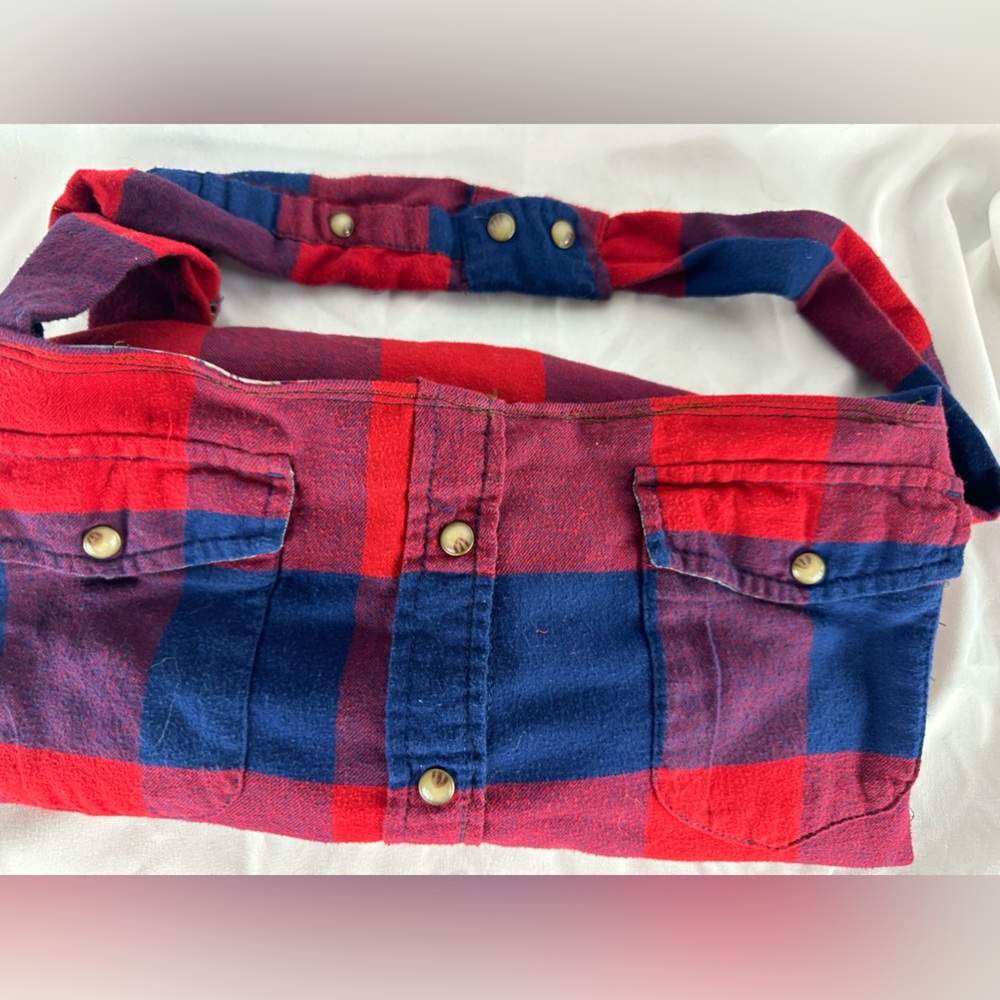MorganRy Flannel Sholder Bag Whitney 17 Red Blue Pajama Flannel Handmade Lined